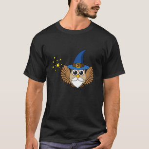 Cute Merlin the Wizard Owl Cartoon T-Shirt