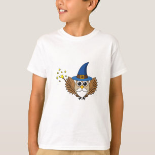 Cute Merlin the Wizard Owl Cartoon T-Shirt