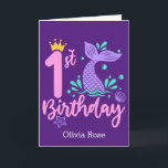 Cute Mermaid 1st Birthday Card<br><div class="desc">Cute Mermaid 1st Birthday Card</div>