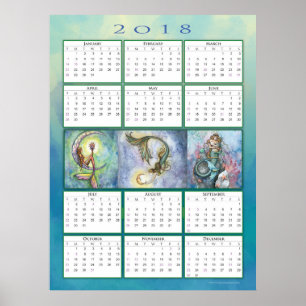 Cute Mermaid 2018 Calendar Poster