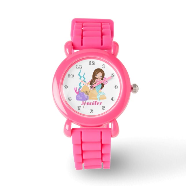 Cute mermaid add name girls watch (Front)