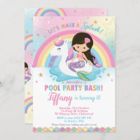 Cute Mermaid and Unicorn Floatie Pool Birthday  In