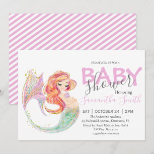 CUTE MERMAID BABY SHOWER ANNOUNCEMENT