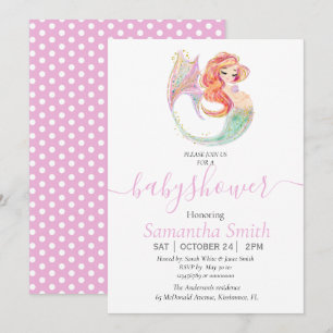 CUTE MERMAID BABY SHOWER Inviation Announcement