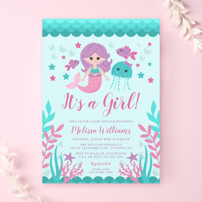 Cute Mermaid Baby Shower Invitations (Creator Uploaded)
