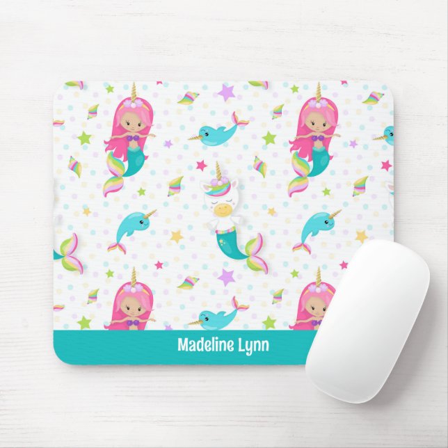 Cute Mermaid Beach Girl Personalized Kids Mouse Pad (With Mouse)