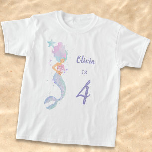 Cute Mermaid Birthday Girl Shirt Age 4