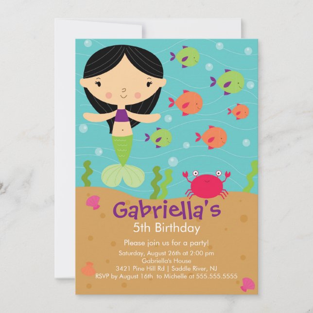Cute Mermaid Birthday Invitation (Front)
