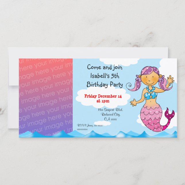 Cute Mermaid Birthday Party Invite (Front)