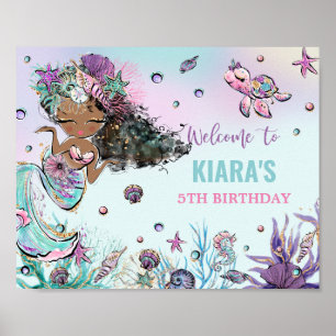 Cute Mermaid Birthday Under the Sea Pool Welcome P Poster