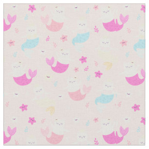 Cute Mermaid Cats Fabric