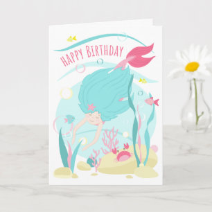 Cute Mermaid Diving Under the Sea Card