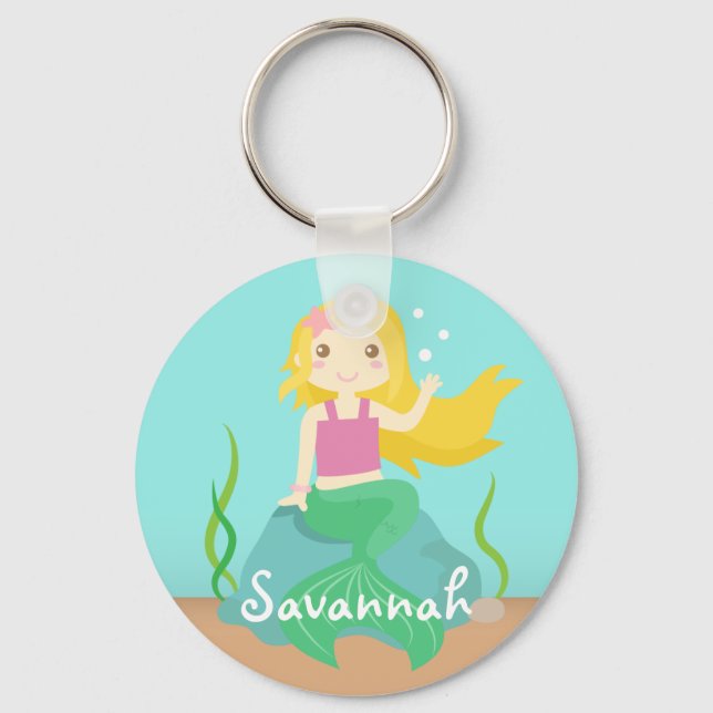 Cute Mermaid from the Ocean, For Girls Keychain (Front)