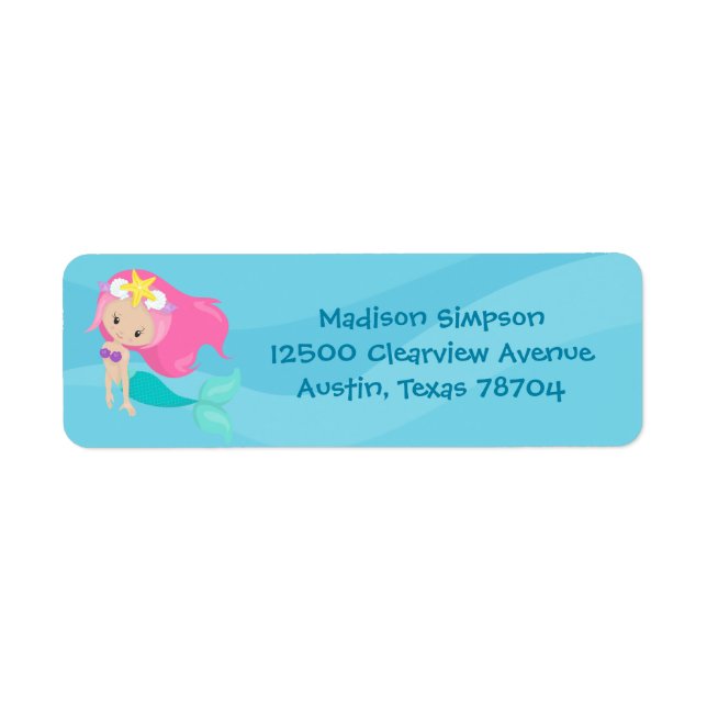 Cute Mermaid Girl Beach House Blue Adresse de reto (Devant)