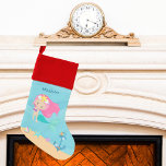Cute Mermaid Girl Beach Kids Seaside Personalized Christmas Stocking<br><div class="desc">A cute mermaid kids Christmas stocking for a beautiful little girl who loves swimming in the summer with mermaids. Features a pretty pink haired mermaid swimming around the lovely seashells in the ocean. A cool custom children's gift for a beach lover.</div>
