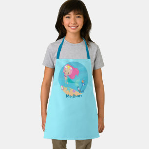 Cute Mermaid Girl Personalized Kids Beach Apron