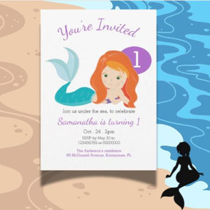 Cute Mermaid Goddess Birthday Party Invitation