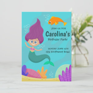Cute Mermaid Imprimable Invitation d'anniversaire