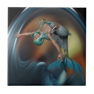 Cute Mermaid Joyfully Swimming Tile