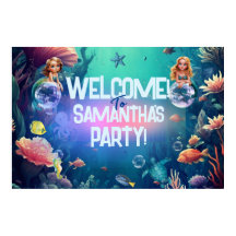 Cute Mermaid Kid Birthday Party Invitation