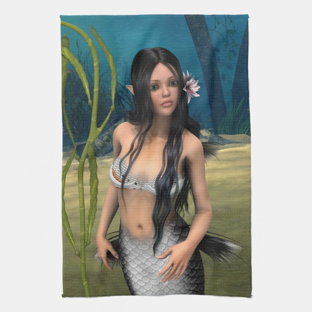 Cute Mermaid Kitchen Towel (Vertical)