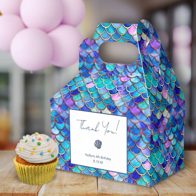 Cute Mermaid Little Girls Birthday Party Thank You Favor Box (Creator Uploaded)