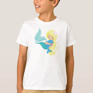 Cute Mermaid, Little Mermaid, Blonde Hair, Dolphin T-Shirt