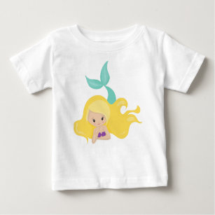 Cute Mermaid, Little Mermaid, Blonde Hair, Shell Baby T-Shirt