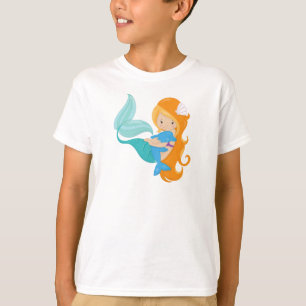 Cute Mermaid, Little Mermaid, Orange Hair, Dolphin T-Shirt