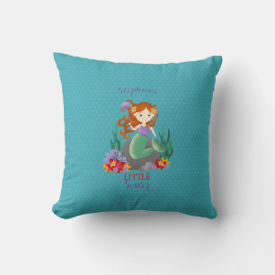 Cute Mermaid Little Sister Throw Pillow