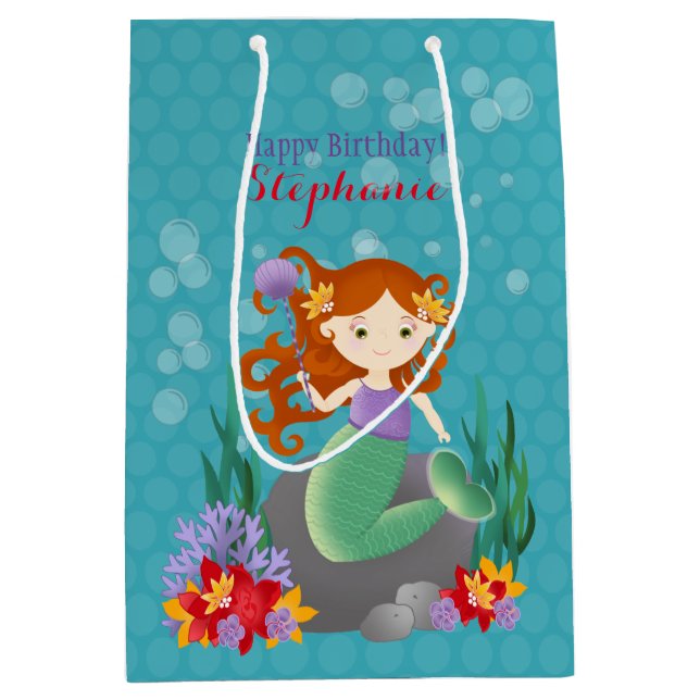 Cute Mermaid Medium Gift Bag (Front)