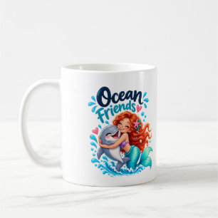 Cute Mermaid Ocean Friends Dolphin Coffee Mug