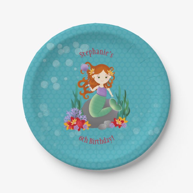 Cute Mermaid Paper Plate (Front)