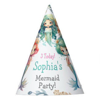 Cute Mermaid Party Hat, Editable Text Party Hat