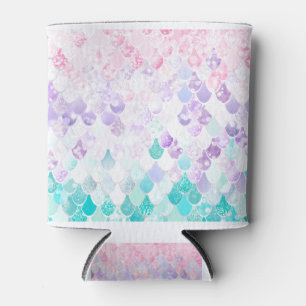 Cute Mermaid Pastel Iridescent, Pink, Purple, Teal Can Cooler