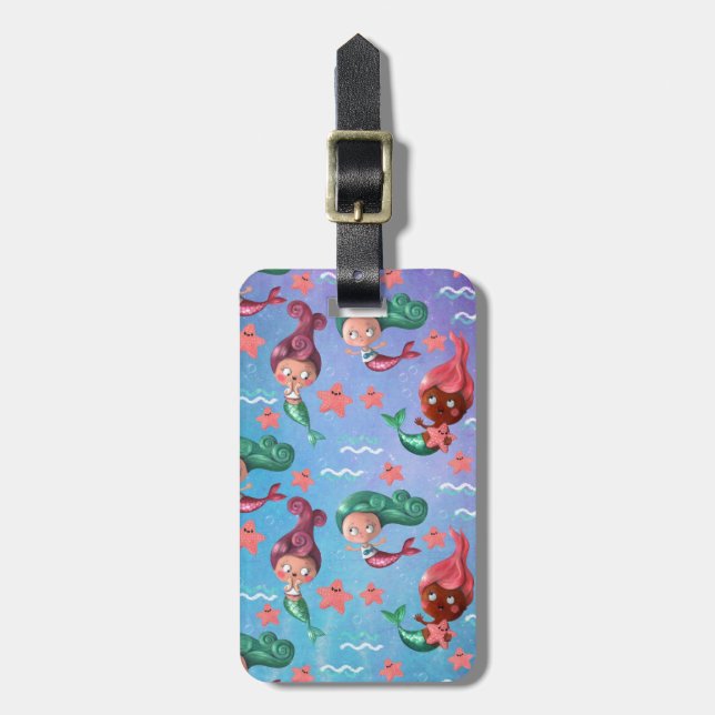Cute Mermaid Pattern Luggage Tag (Front Vertical)