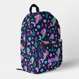 Cute Mermaid Pattern Printed Backpack