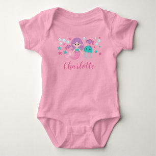 Cute Mermaid Personalized Girl Baby Bodysuit