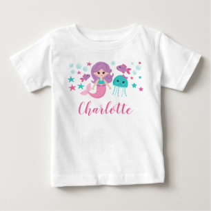 Cute Mermaid Personalized Girl Baby T-Shirt