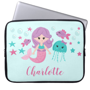 Cute Mermaid Personalized Girl Laptop Sleeve