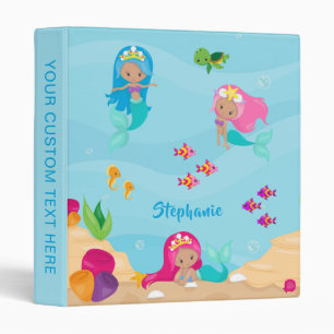 Cute Mermaid Personalized Girly Under the Sea Binder