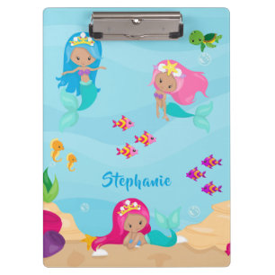 Cute Mermaid Personalized Girly Under the Sea Clipboard