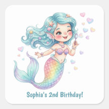 Cute Mermaid Personalized Name and Age Birthday