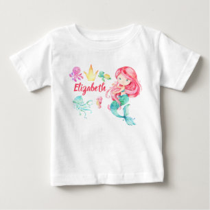 Cute Mermaid Personalized Under the sea Birthday Baby T-Shirt