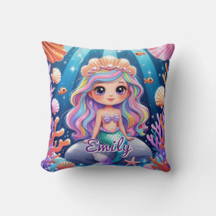 Cute Mermaid Pillow – Editable Name