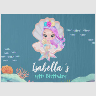Cute Mermaid Rainbow pearl crown Birthday party Tissue Paper