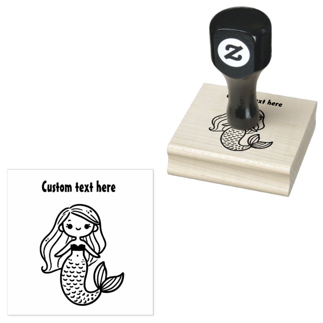 Cute Mermaid  Rubber Stamp (Stamped)