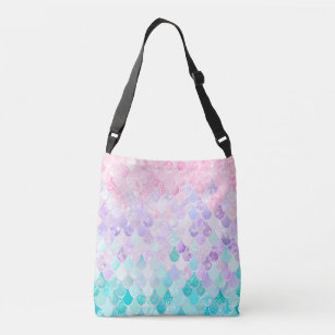 Cute Mermaid Scales Crossbody Bag, Pink, Purple Crossbody Bag