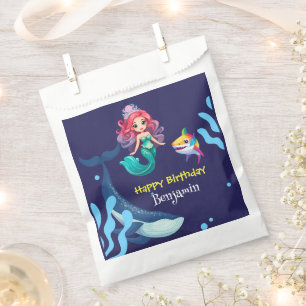 Cute Mermaid shark Whale rainbow colourful birthda Favour Bag