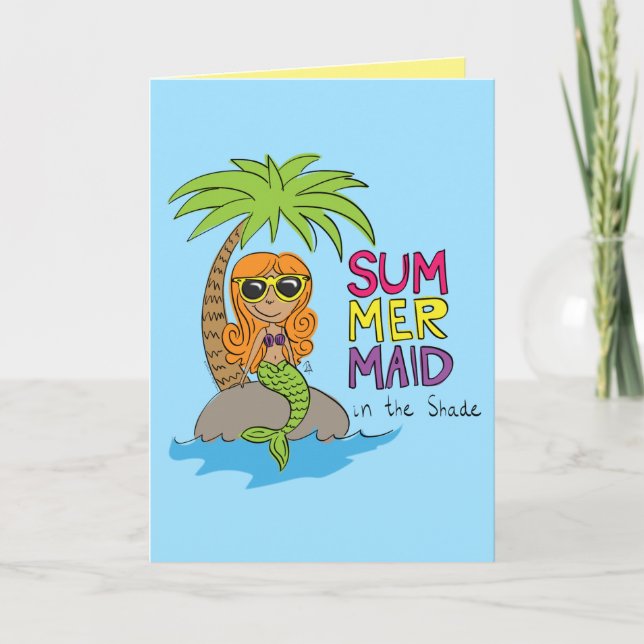 Cute Mermaid Summer Greeting Cards (Front)